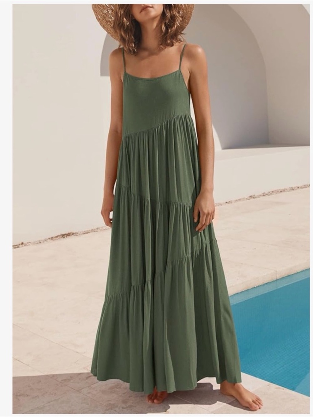 Anrabess Tiered Sleeveless Maxi Dress w/adjustable straps